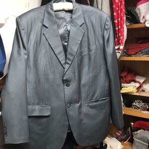 Custom made Boss Suit, Jacket and pants. Charcoal grey/pinstripes. Extra large.
